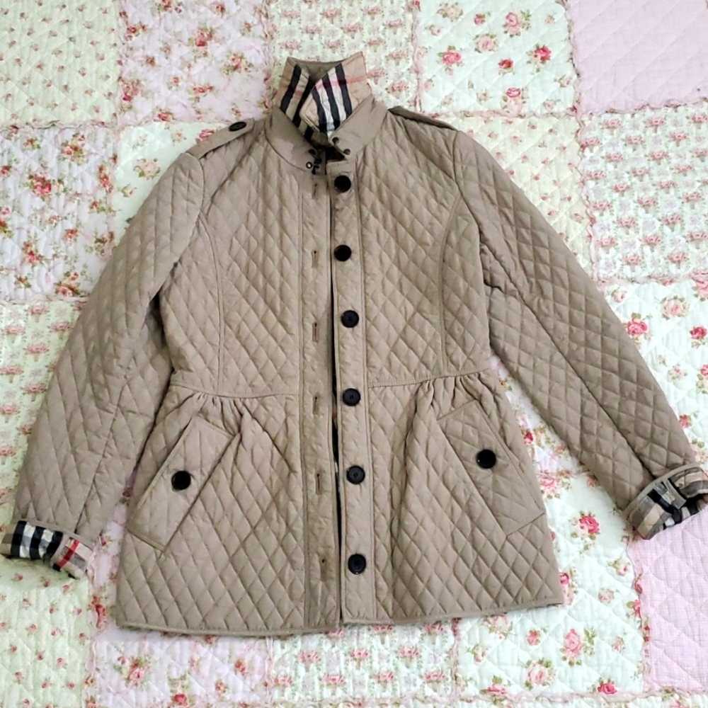 Burberry London Prorsum logo quited plaid check jacket UK 8 US 6 IT 40 FRA 38